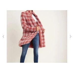 Old Navy plaid car coat size M dusty pink